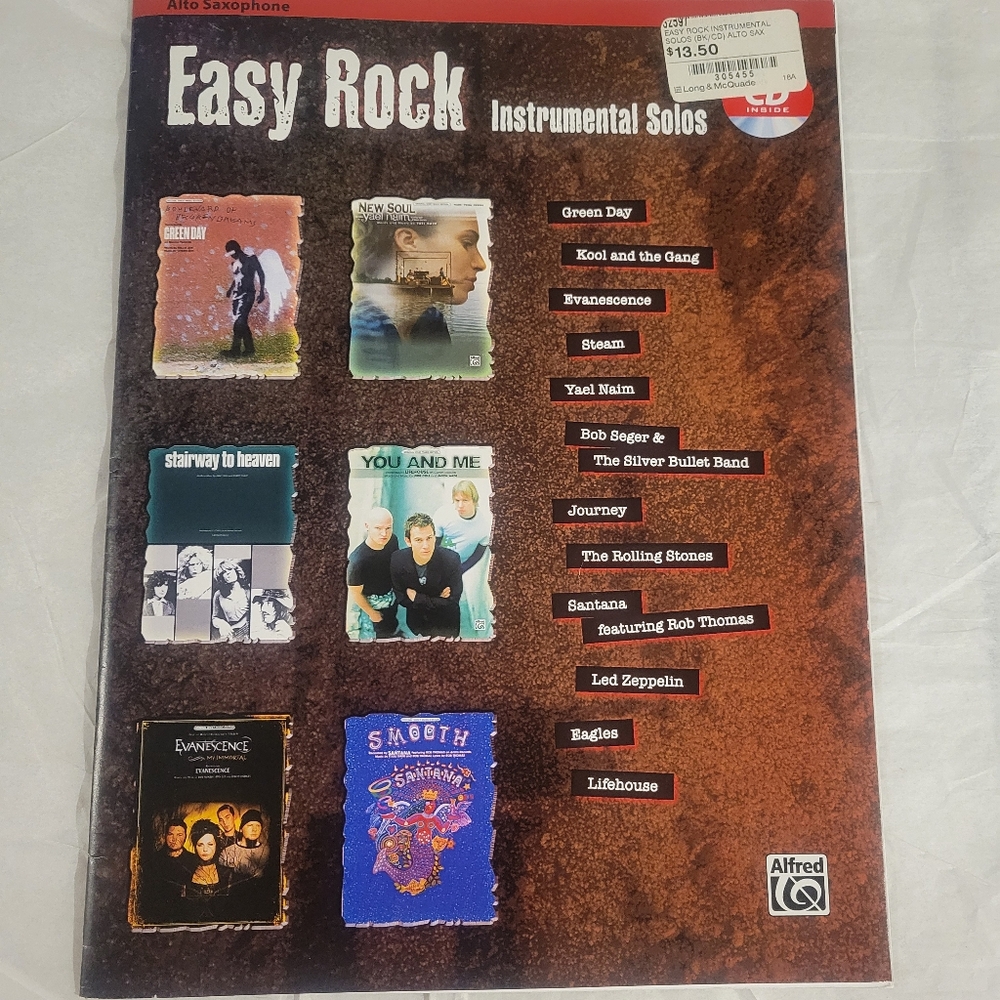 Alto Saxophone Easy Rock Instrumental Solos Sheet Music Book